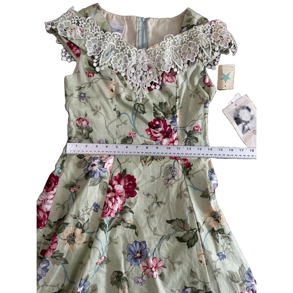 Vintage Jessica McClintock Cotton & Lace Floral Girls Dress 14 Cottagecore NWT - Picture 8 of 12